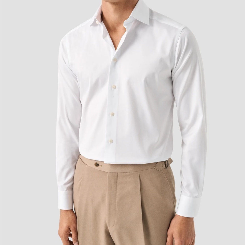 Eton White Slim Fit Dress Shirt Size 38 Button Down Business Formal